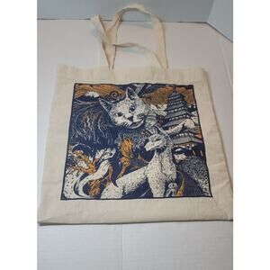 Floraiku Paris designer linen shopper fashion TOTE bag with print. New